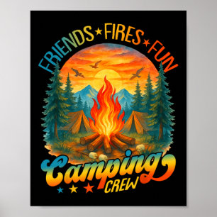 Feuer Freunde Spaß Camping-Crew Sommerlager Lagerf Poster