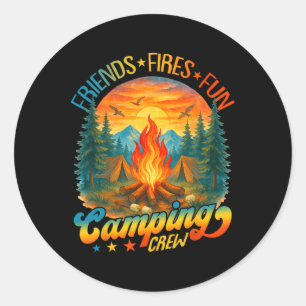 Feuer Freunde Spaß Camping-Crew Sommerlager Lagerf Runder Aufkleber