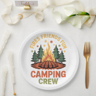 Feuer Freunde Spaß Camping Pappteller