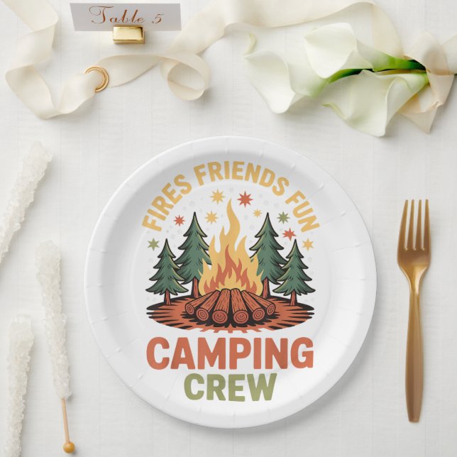 Feuer Freunde Spaß Camping Pappteller (Hochzeit)