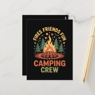 Feuer Freunde Spaß Camping Postkarte