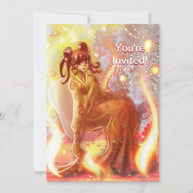 Feuer Geisha Einladung (Vorderseite)