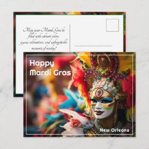 💚💜💛Feuer & Gold: Mardi Gras Spektakel Postkarte