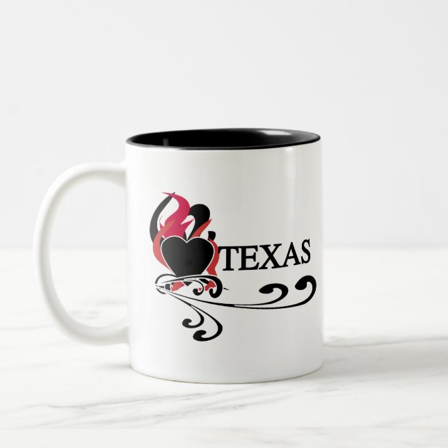 Feuer-Herz Texas Zweifarbige Tasse (Links)