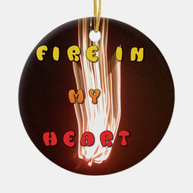 Feuer in meiner Herzkunstschrift Keramikornament (Vorne)