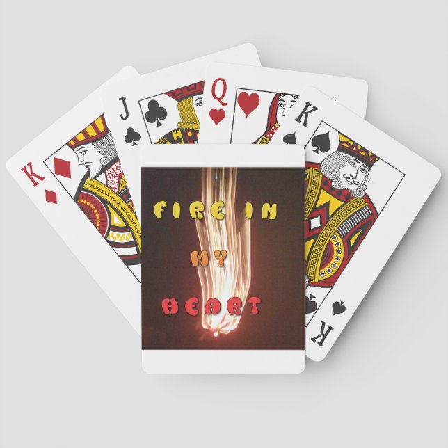 Feuer in meiner Herzkunstschrift Spielkarten (Rückseite)