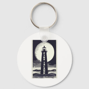 Feuer-Insel-Leuchtturm New York Mond Schlüsselanhänger