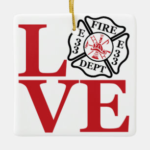 FEUER LIEBE mit Malteserkreuz und Motor Nummer Keramikornament
