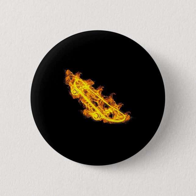 Feuer Longboard Skateboard Flammender Skater Skate Button (Vorderseite)