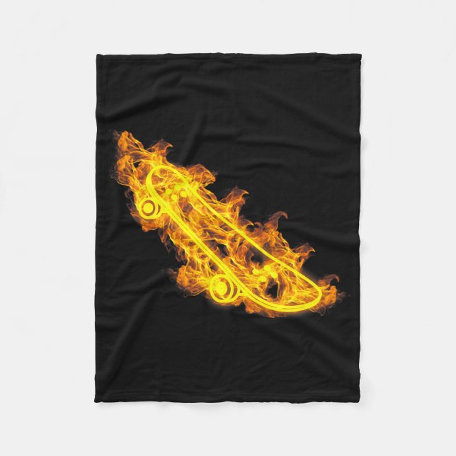 Feuer Longboard Skateboard Flammender Skater Skate Fleecedecke (Vorderseite)