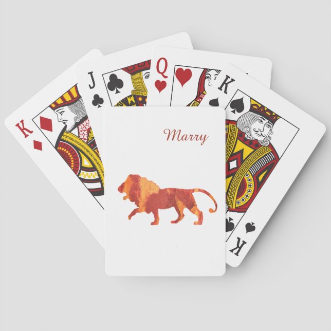 Feuer-Löwe-individueller Name Spielkarten (Rückseite)