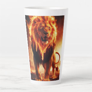 Feuer Löwe Tasse - Brennender Majestätischer Löwe