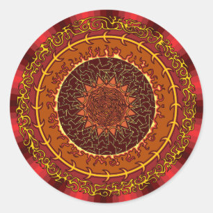Feuer-Mandala-Aufkleber Runder Aufkleber