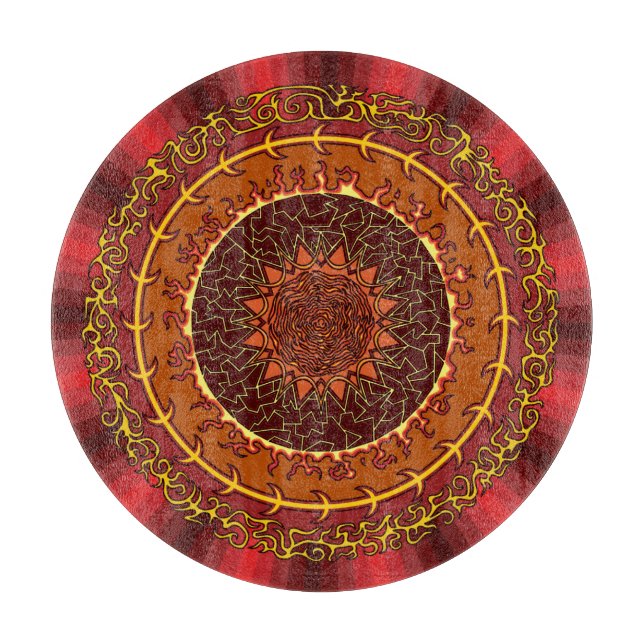 Feuer-Mandala-Glasschneidebrett Schneidebrett (Vorderseite)
