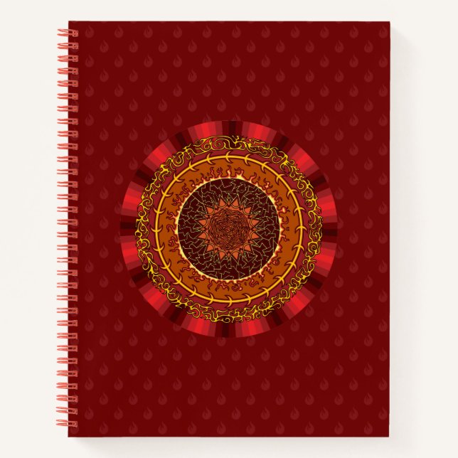 Feuer Mandala Spiral Notebook Notizbuch (Vorderseite)