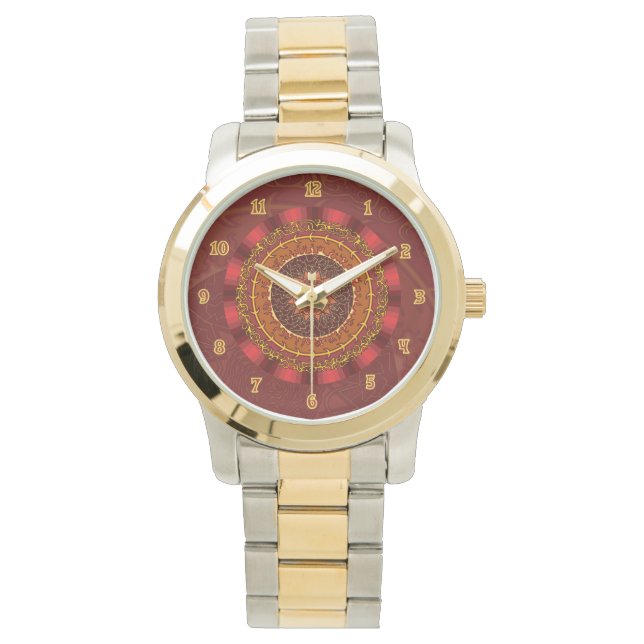 Feuer Mandala Watch Armbanduhr (Vorderseite)