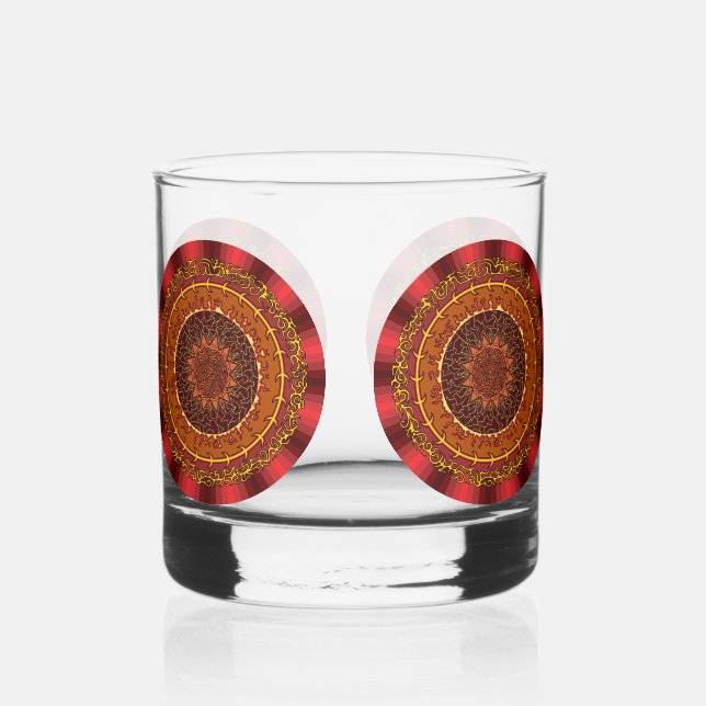 Feuer Mandala Whiskyglas (Vorderseite)