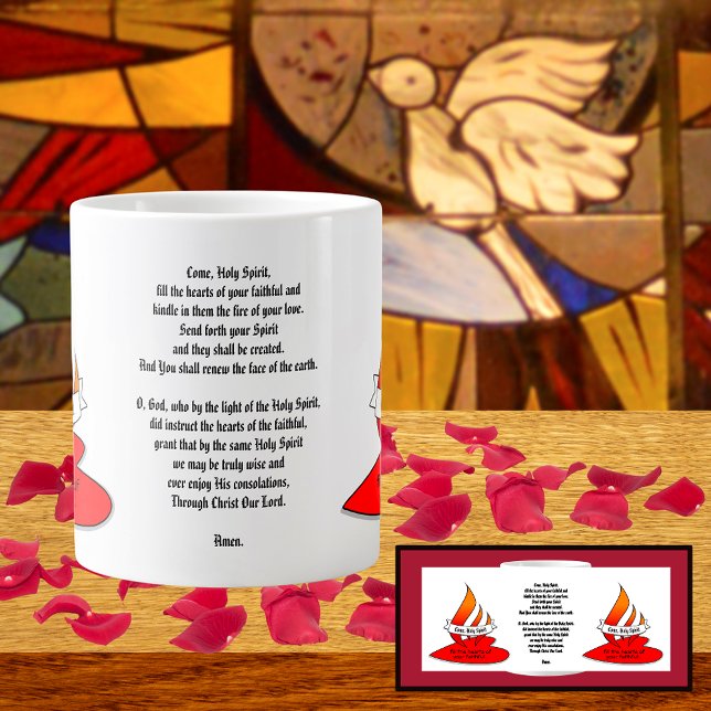 Feuer oder Flammen und Herz mit Zitat Pfingsten Jumbo-Tasse (Von Creator hochgeladen)