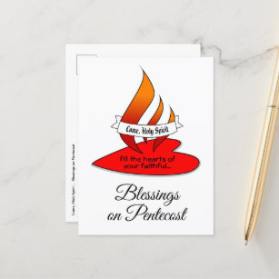 Feuer oder Flammen und Herz mit Zitat Pfingsten Postkarte