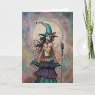 Feuer Opal Hexe Halloween Fantasy Kunst Wiccan Karte