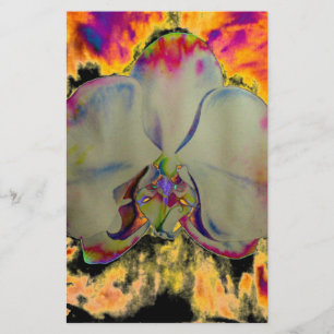 Feuer Orchid, abstrakte, lebendige Aquarellblüte Briefpapier