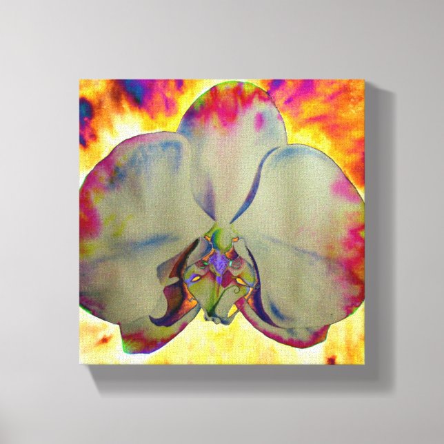 Feuer Orchid, abstrakte, lebendige Aquarellblüte Leinwanddruck (Vorderseite)