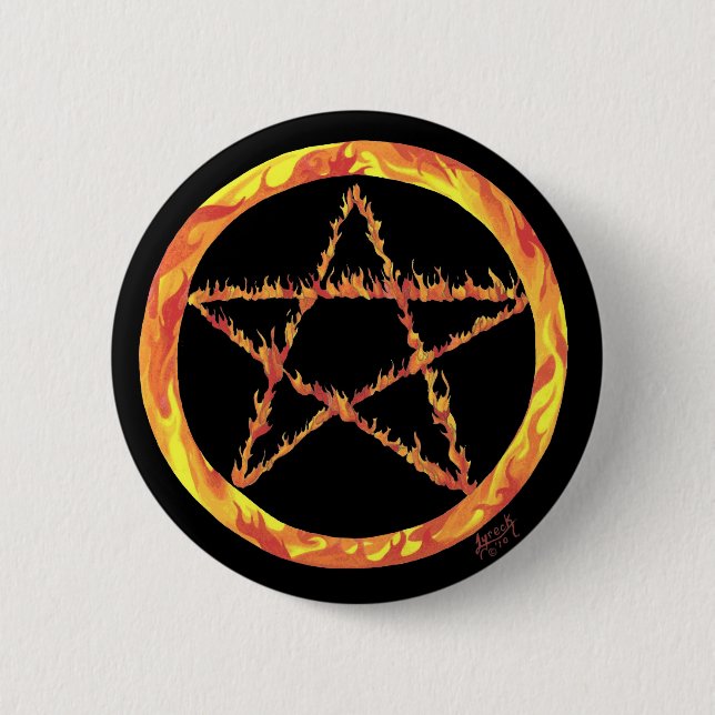 Feuer-Pentagramm Button (Vorderseite)