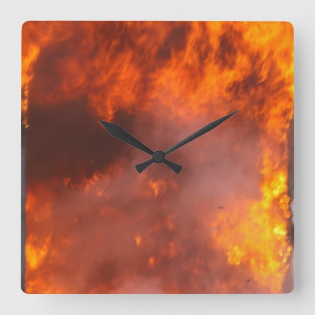 Feuer Quadratische Wanduhr (Vorderseite)
