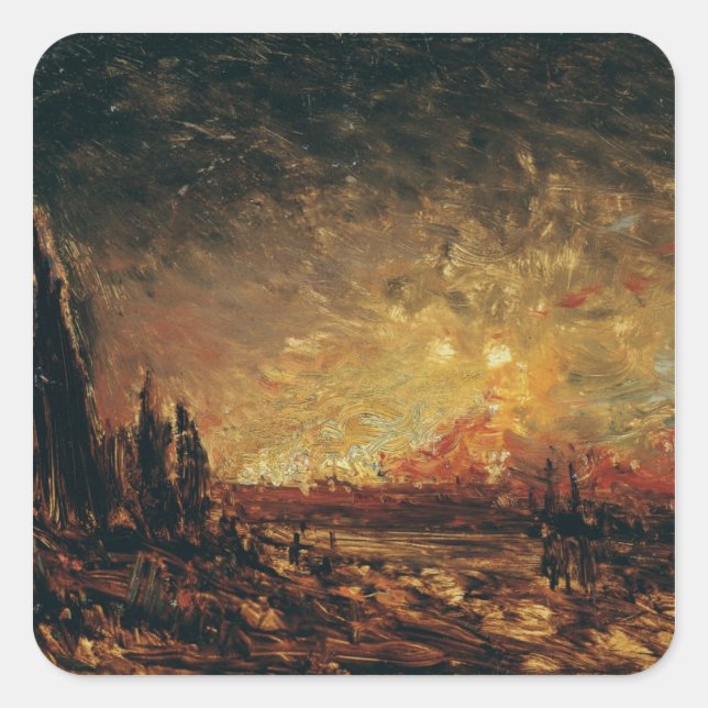 Feuer Quadratischer Aufkleber (Vorderseite)