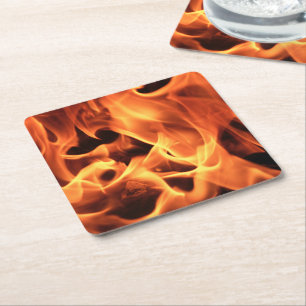 Feuer Rechteckiger Pappuntersetzer
