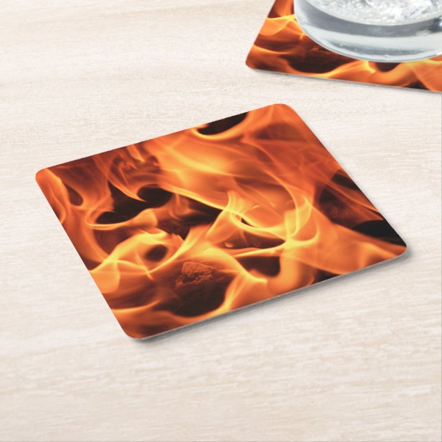 Feuer Rechteckiger Pappuntersetzer (angewinkelt)