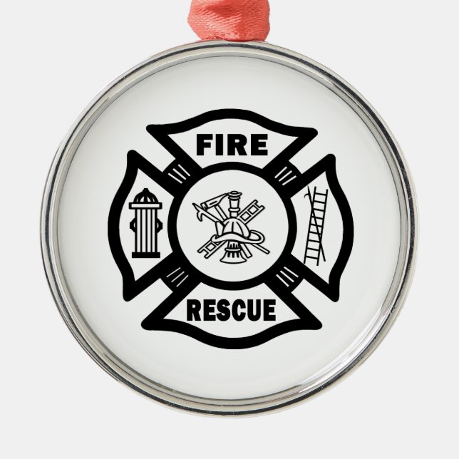 Feuer-Rettung Silbernes Ornament (Vorne)