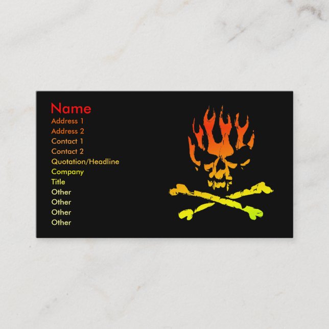 Feuer-Schädel-Geschäfts-Visitenkarte Visitenkarte (Vorderseite)