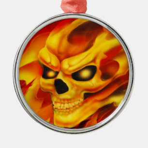 Feuer-Schädel-Verzierung Ornament Aus Metall
