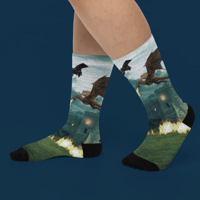 Feuer speiende Drachenburg Socken (Von Creator hochgeladen)
