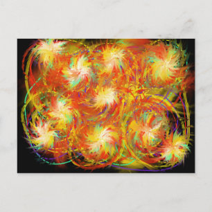 Feuer Spiralen Funky Farbige Flamme Abstrakte Kuns Postkarte
