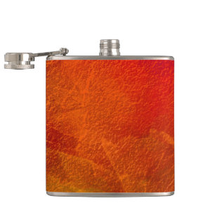 Feuer - Tief orange, rot-gelbe Abstrakte Kunst Flachmann