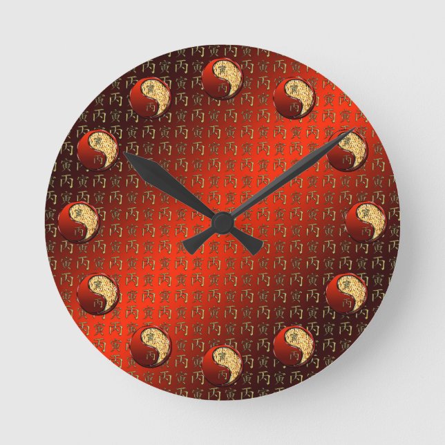 Feuer Tiger Runde Wanduhr (Vorderseite)