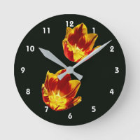 Feuer-Tulpen-Blumen-Rund-Uhr