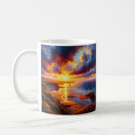 Feuer über der Küste Kaffeetasse