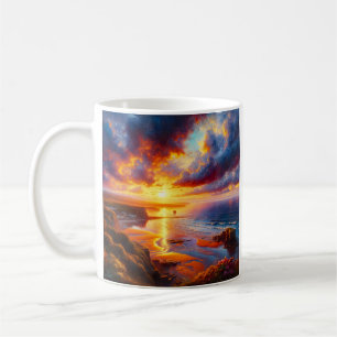Feuer über der Küste Kaffeetasse
