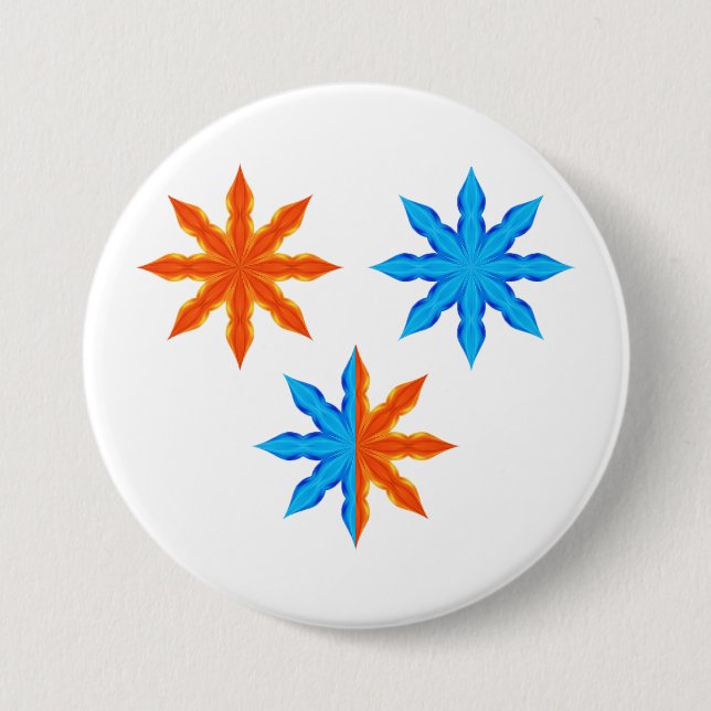 Feuer- und Eis-Achtspitzsterne Button (Vorderseite)