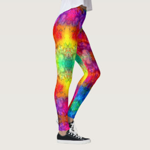 [Feuer und Eis] Bright Bold Rainbow Krawatte-Dye Leggings