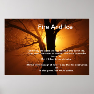 Feuer und Eis über Sonnenuntergang-Baum-Plakat A Poster