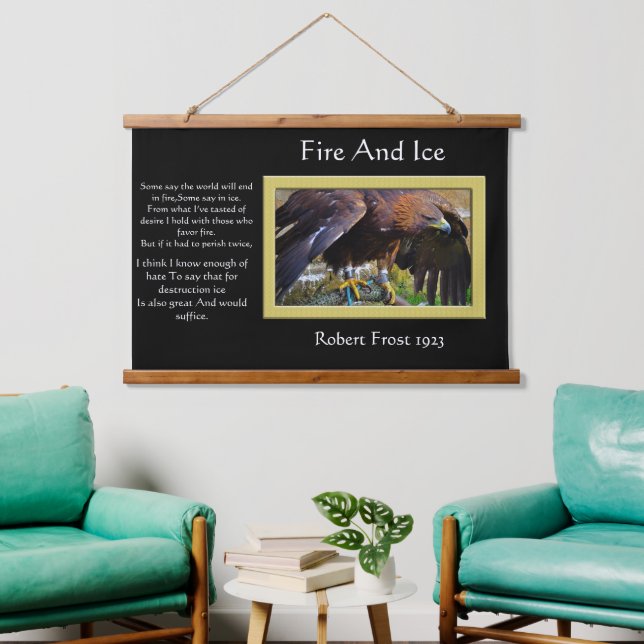 Feuer- und Eisadler auf einem Seil Wandteppich Mit Holzrahmen (Wohnzimmer)