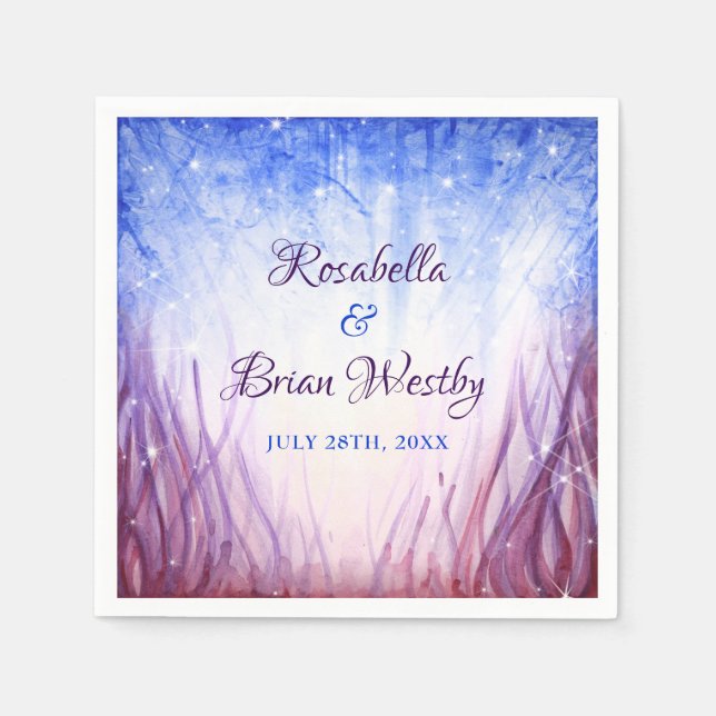 Feuer- und Eishochzeit | Blau und Rot Serviette (Vorderseite)