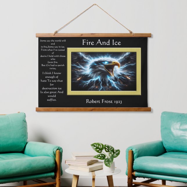 Feuer- und Eiskreuz Wandteppich Mit Holzrahmen (Wohnzimmer)