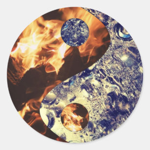 Feuer- und EisYin-Yang-Stickers Runder Aufkleber