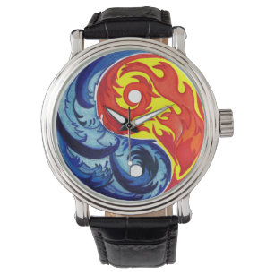 Feuer und Eiszeit Yin-Yang Armbanduhr