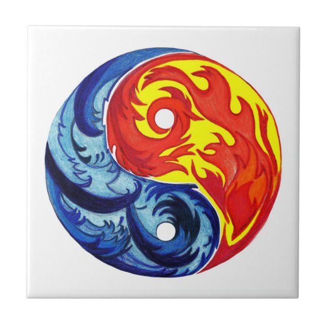 Feuer und Eiszeit Yin-Yang Fliese (Vorderseite)